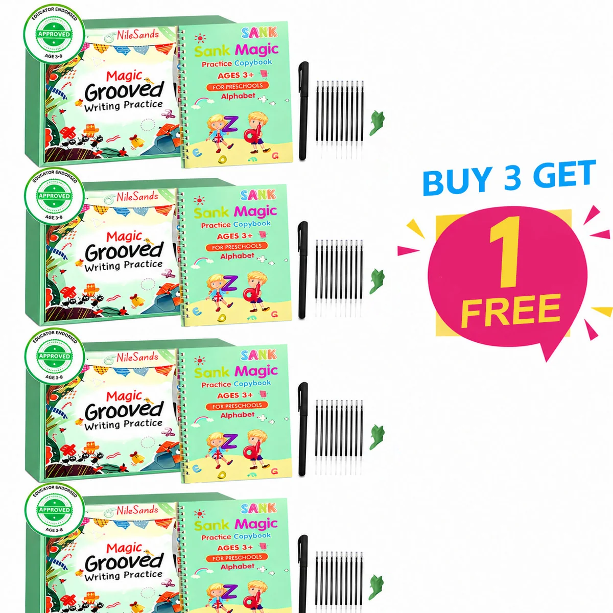 đ„LAST DAY SALE 50%OFFđMagicBook | Kids Practice Copybook Set (4Pcs/Set)