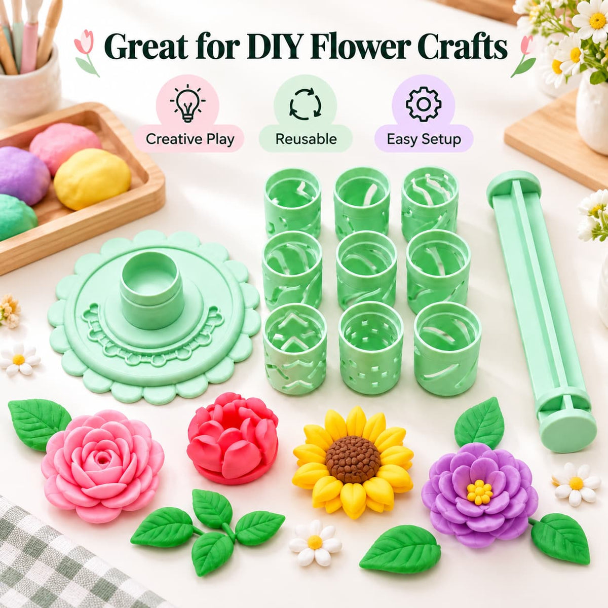 🎁✨👉Modular Clay Bloom Maker with 9 Shaping Sleeves