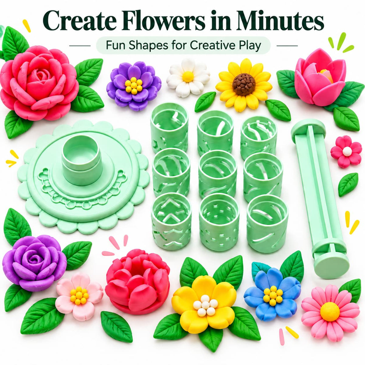 🎁✨👉Modular Clay Bloom Maker with 9 Shaping Sleeves