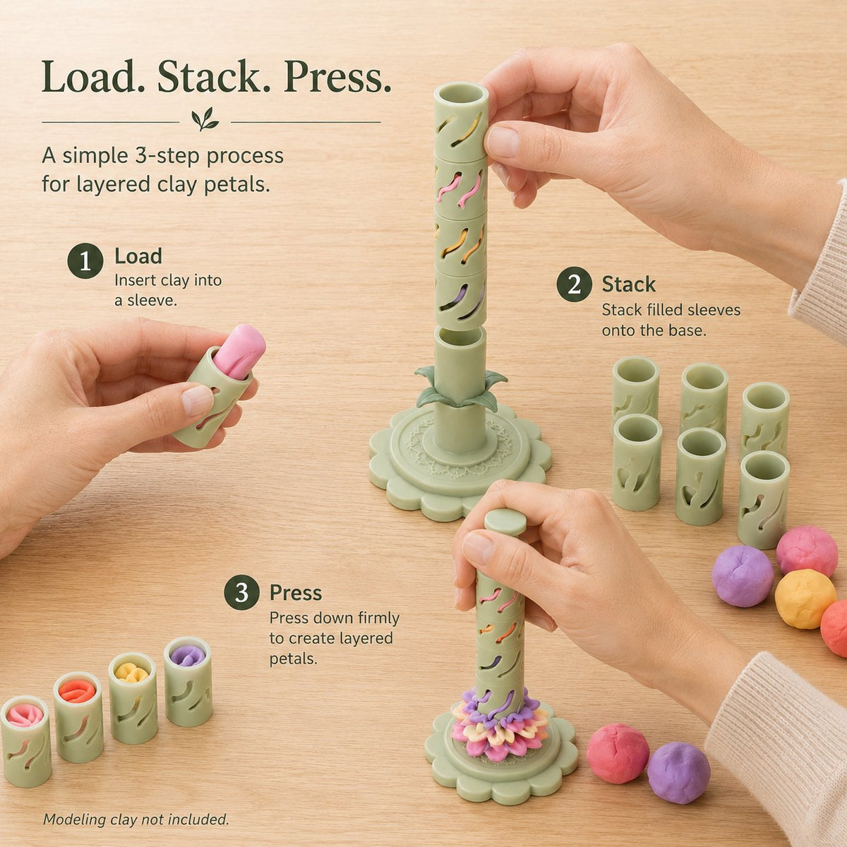 🎁✨👉Modular Clay Bloom Maker with 9 Shaping Sleeves