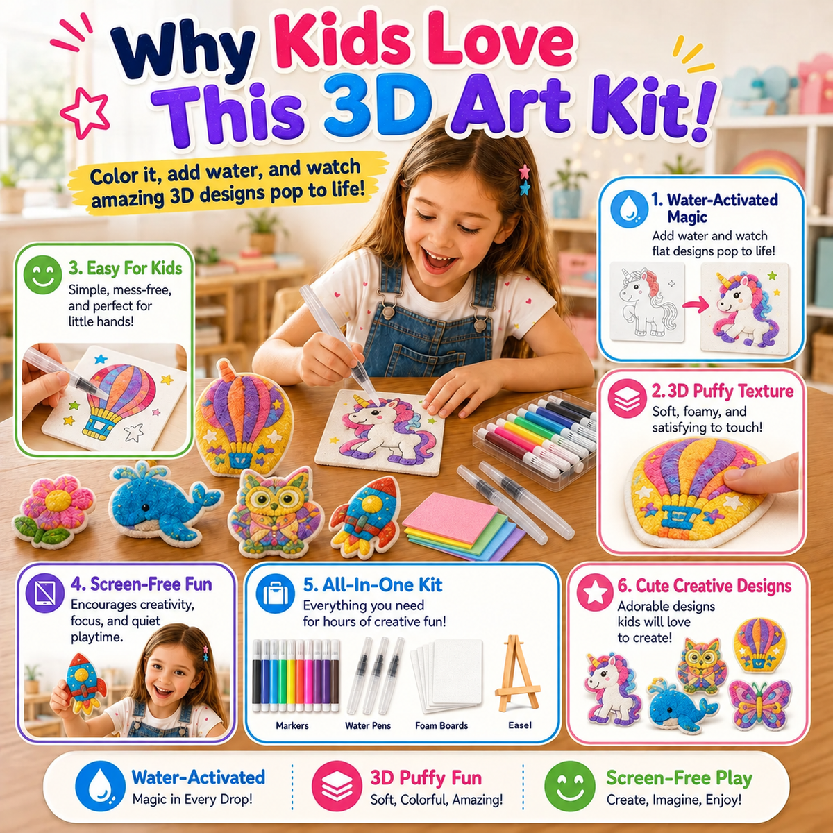 🔥Last Day 69% off🔥3D Puffy Texture Paper- Turn Simple Drawings Into Fun Puffy 3D Art🪄