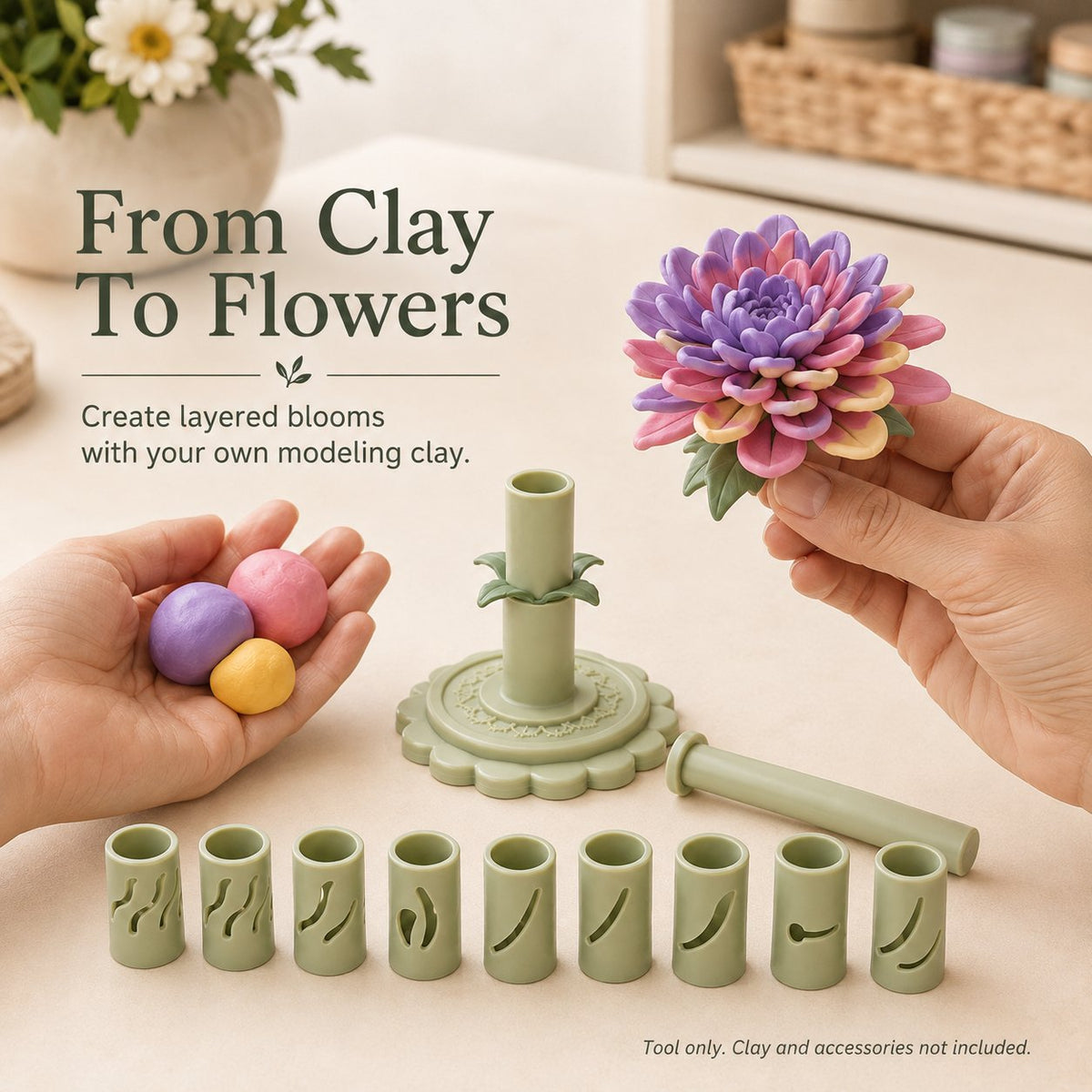 🎁✨👉Modular Clay Bloom Maker with 9 Shaping Sleeves