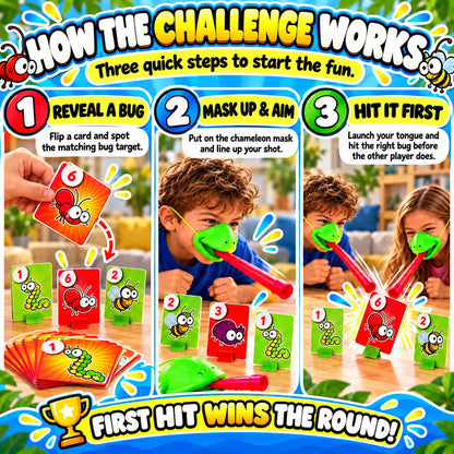 🔥🎁LAST DAY 50% OFF!!Christmas gift💥 2-Player Chameleon Tongue Shooting Game – Face-Off Edition