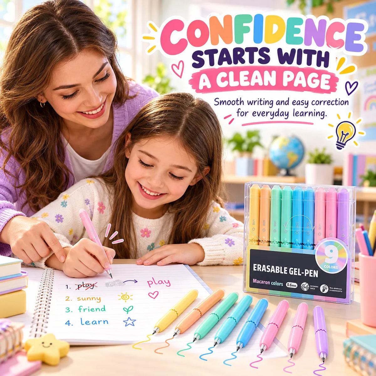 LAST DAY🔥BUY 1 GET 1 FREE ! ✨ 9-Color Erasable Gel Pen Set — Multiple Styles Available
