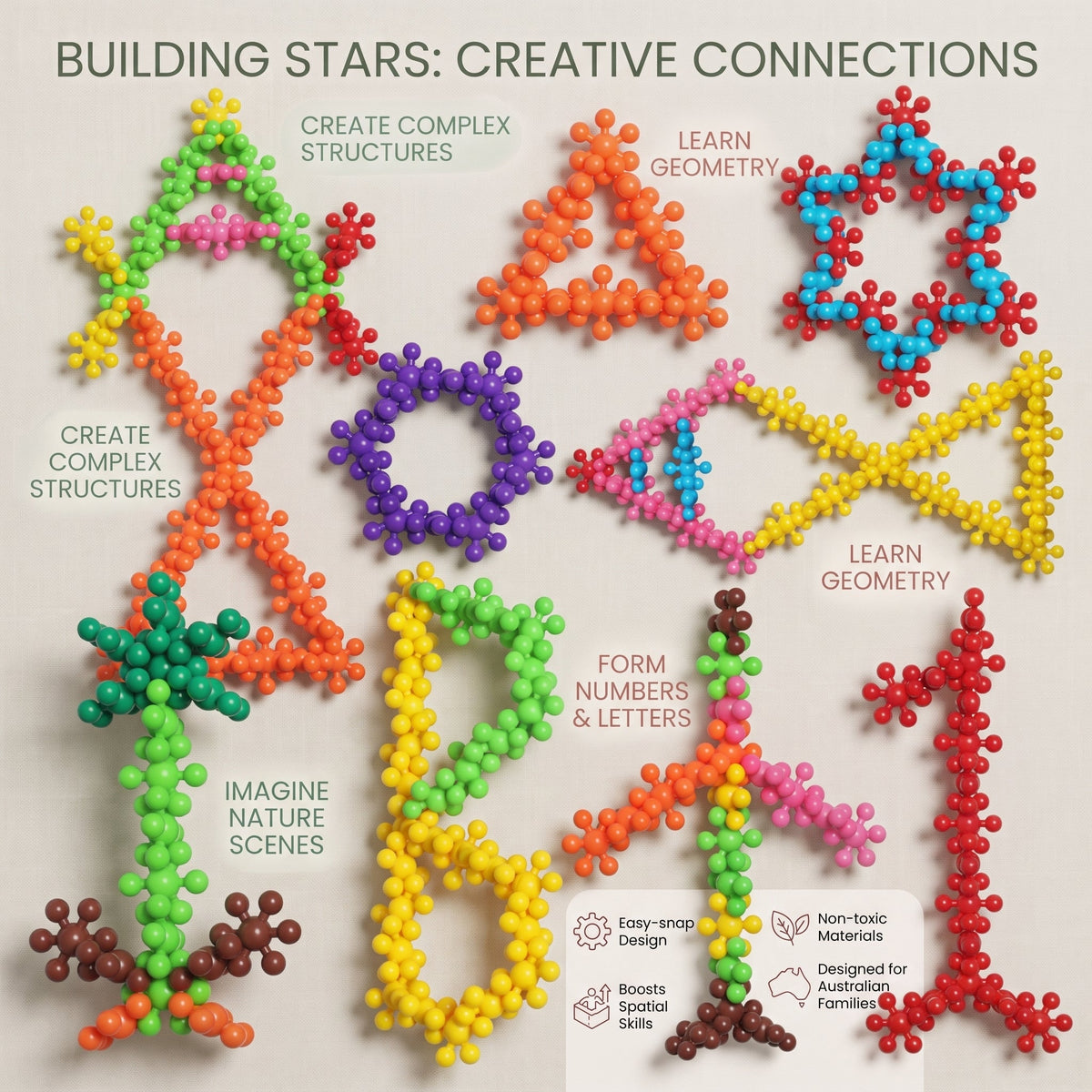 🔥🎁LAST DAY 50% OFF!!Christmas gift💥Montessori Snowflake Building Blocks with Instructions