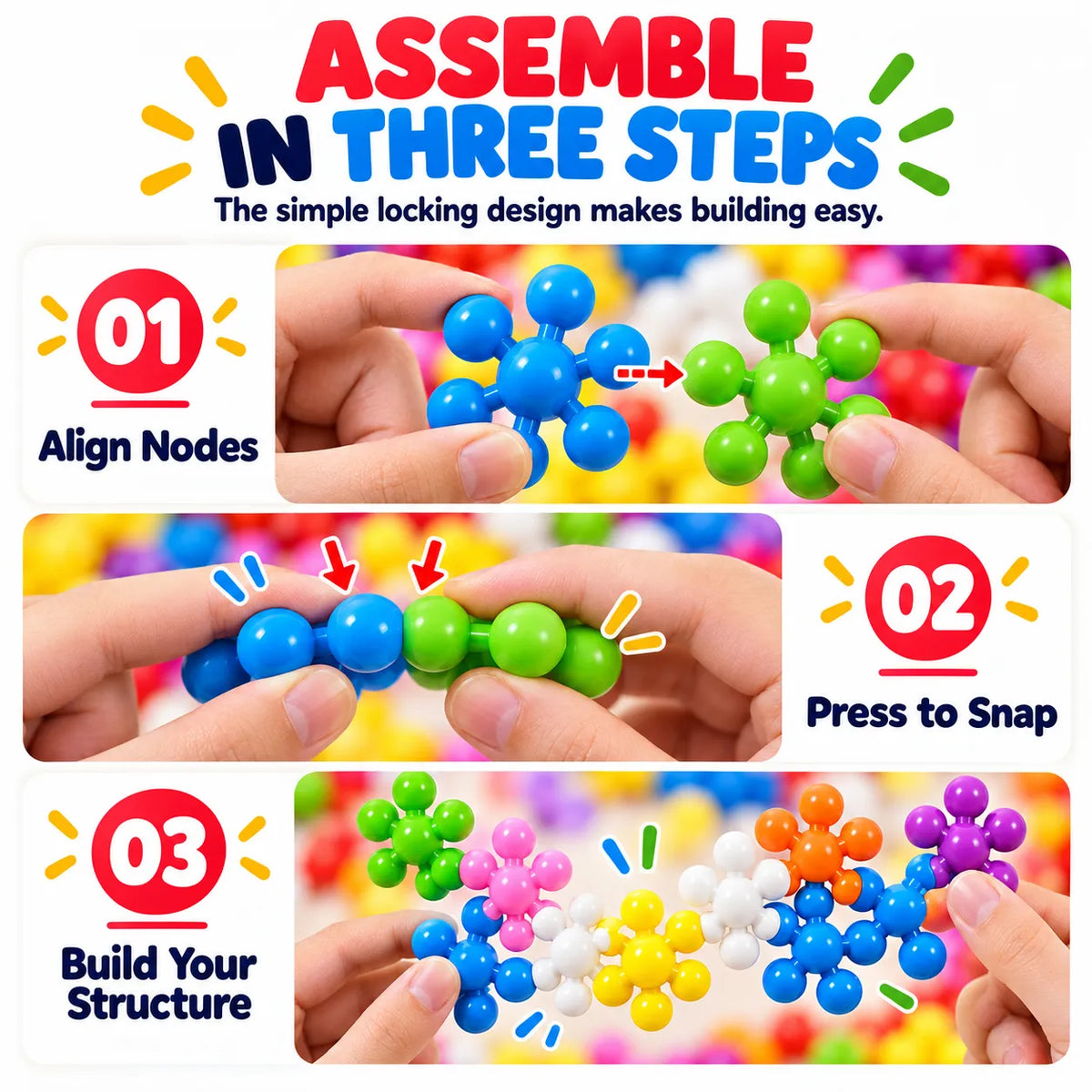 🔥🎁LAST DAY 50% OFF!!Christmas gift💥Montessori Snowflake Building Blocks with Instructions